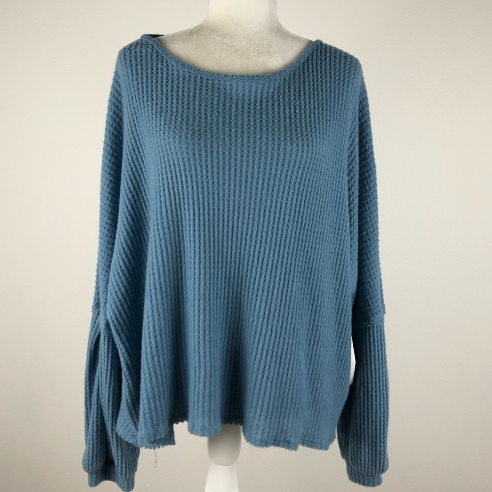 ABOUND Blue Open Back Cross Thermal Top XXL